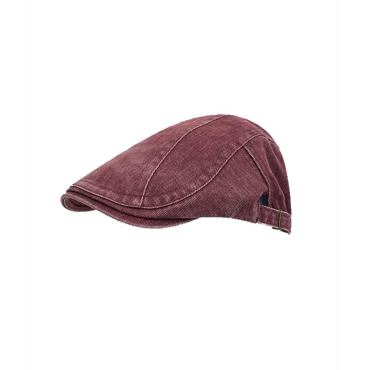 American Retro Newsboy Denim Washed Cotton Beret Cap - Red - M (22"-22 7/8") - image 4