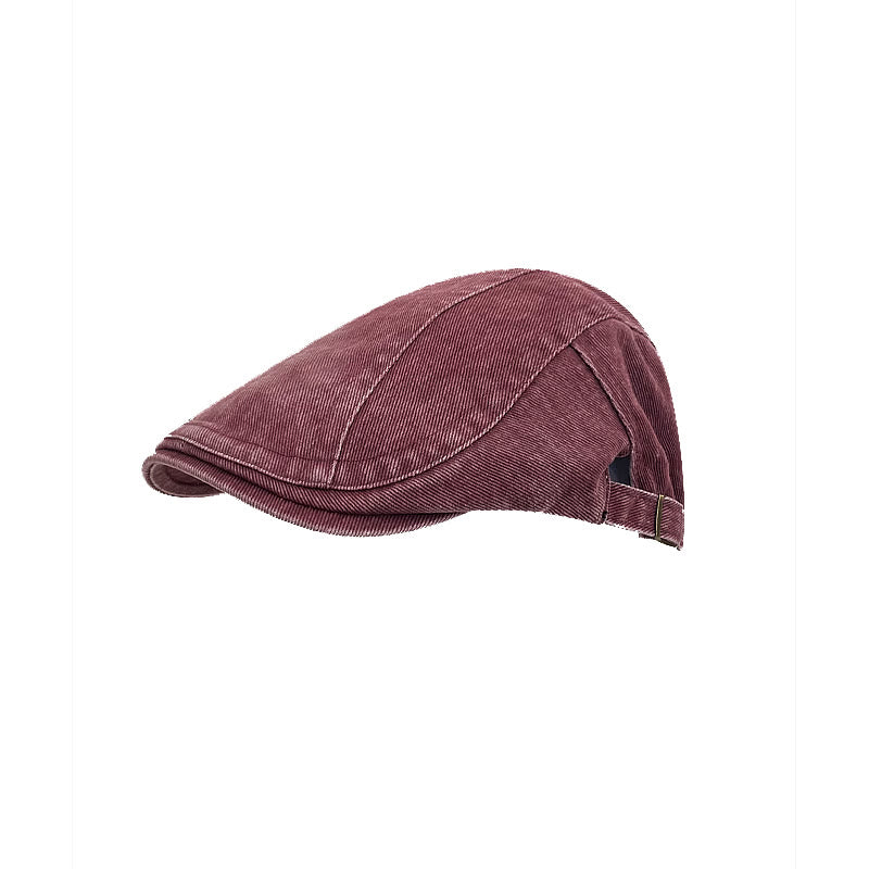 American Retro Newsboy Denim Washed Cotton Beret Cap - Red - M (22"-22 7/8") - image 4