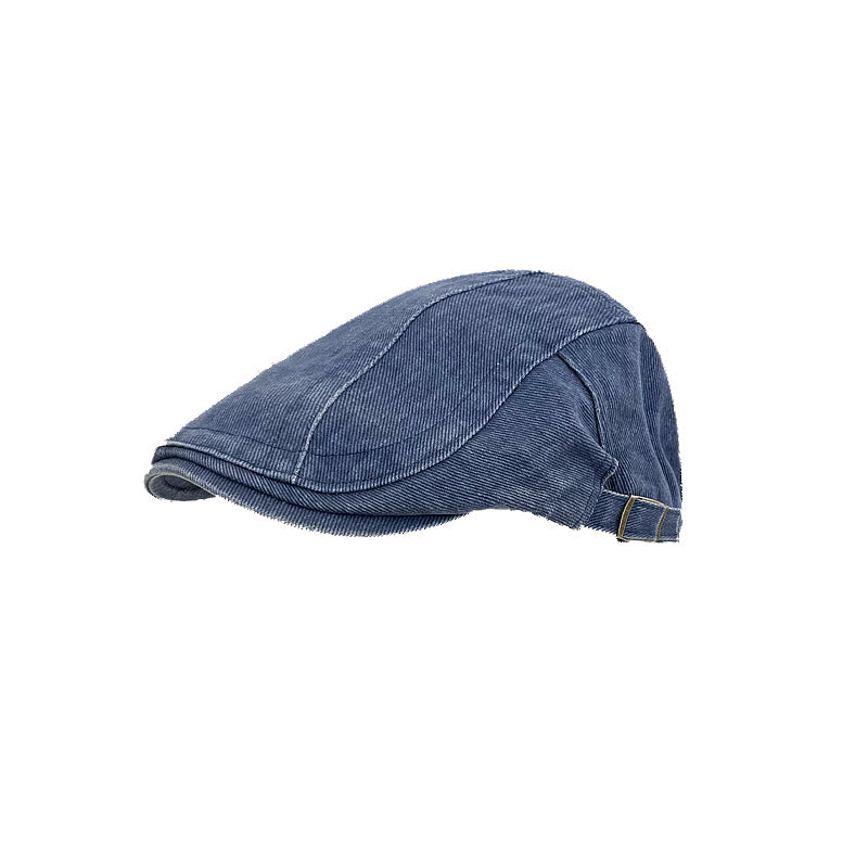 American Retro Newsboy Denim Washed Cotton Beret Cap - Blue - M (22"-22 7/8") - image 13