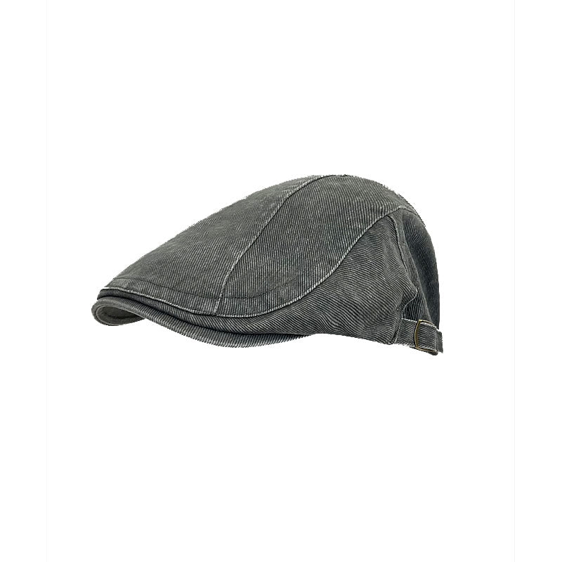 American Retro Newsboy Denim Washed Cotton Beret Cap - Gray - M (22"-22 7/8") - image 16