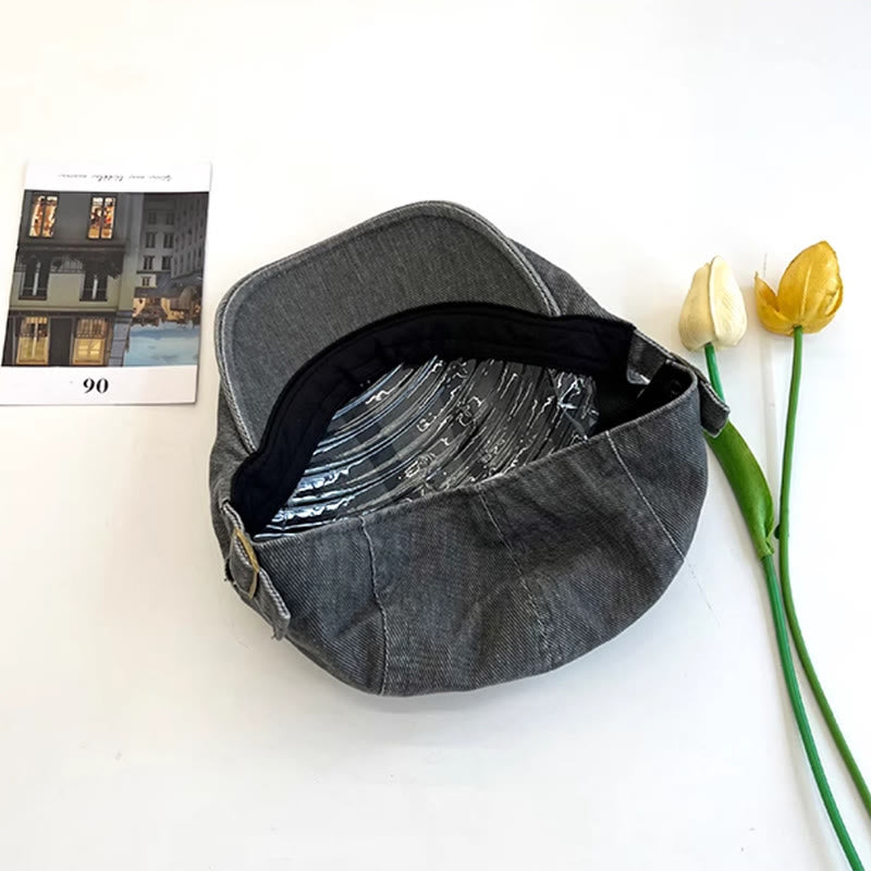 American Retro Newsboy Denim Washed Cotton Beret Cap - image 18