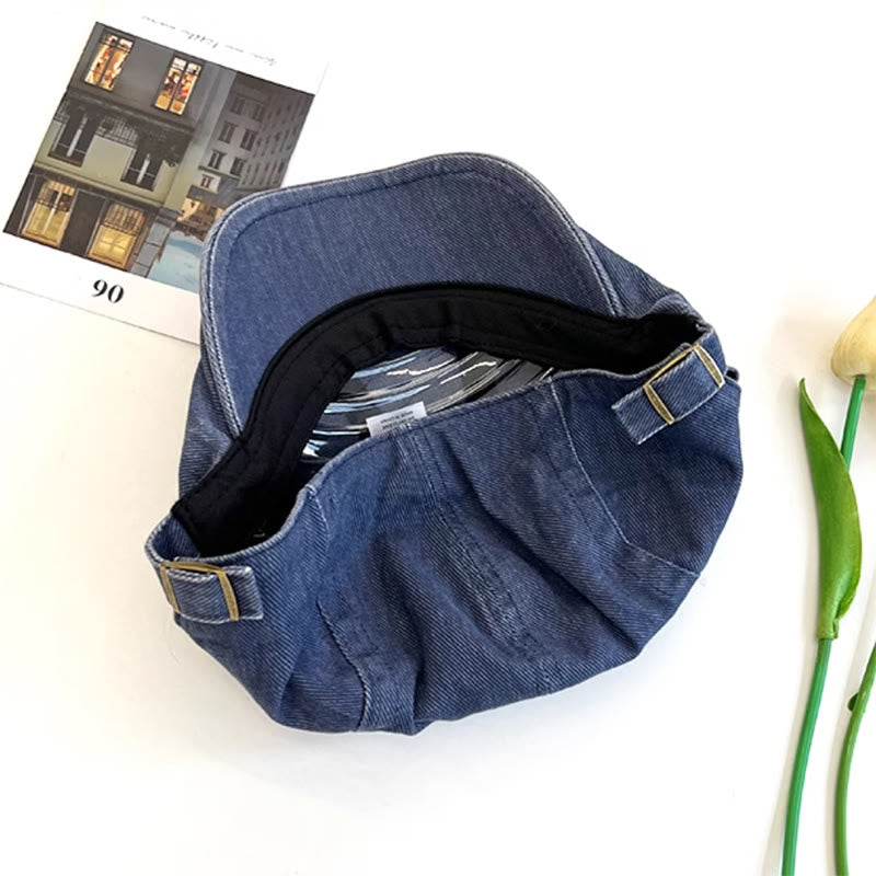 American Retro Newsboy Denim Washed Cotton Beret Cap - image 15