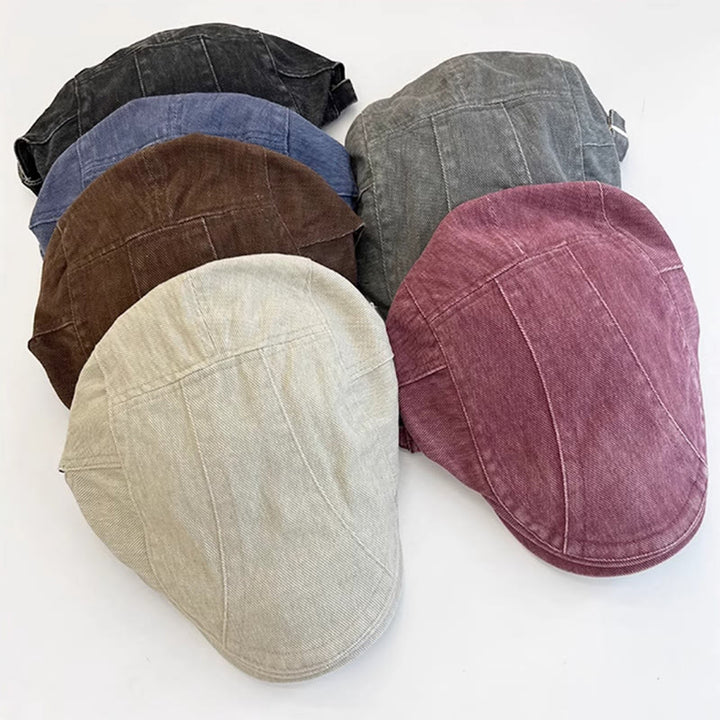 American Retro Newsboy Denim Washed Cotton Beret Cap - image 3
