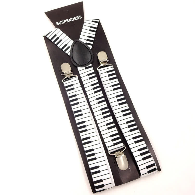 2Pcs Piano Pattern Music Bow Tie 3-Clips Adjustable Suspenders Set - image 4