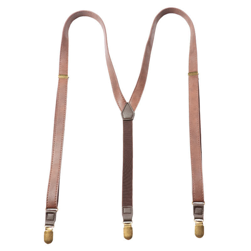 Dark Brown Vintage Adjustable Leather Suspenders - image 4
