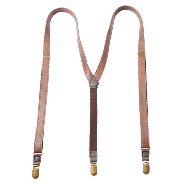 Dark Brown Vintage Adjustable Leather Suspenders - image 4