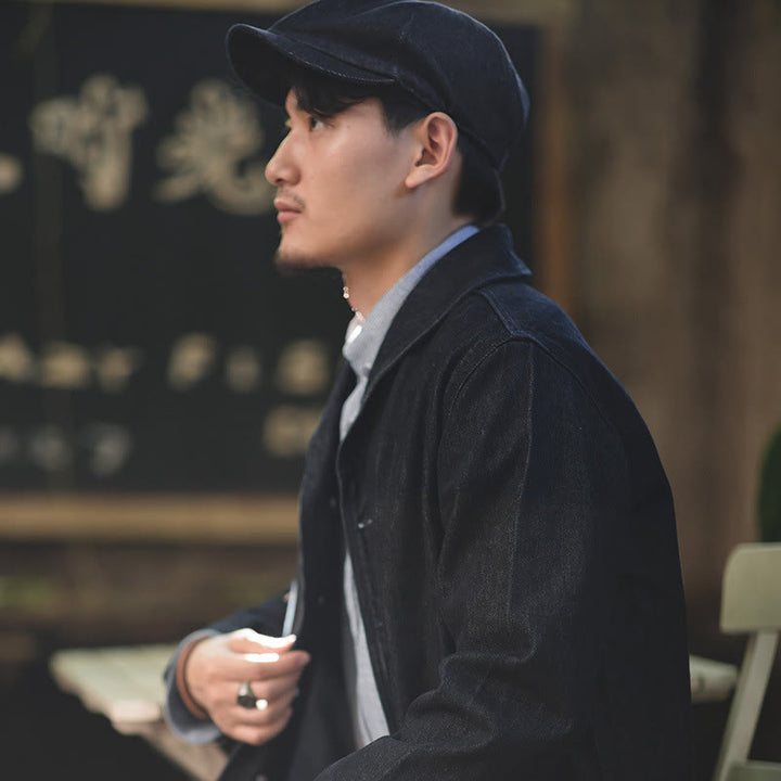 Men's Streeetwear Denim Short Brim Octagonal Newsboy Beret Cap - image 2