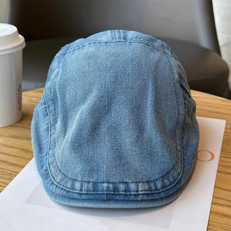 Classic Denim Adjustable Flat Cap Beret Cap - image 3