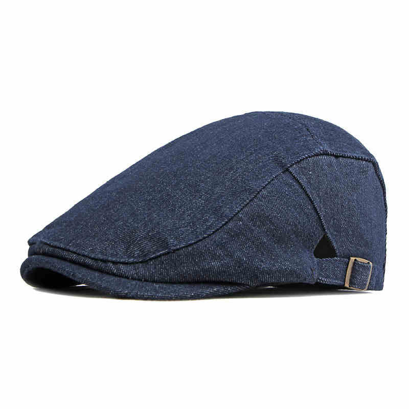 Classic Denim Adjustable Golf Flat Hat Beret Cap - Dark Blue - Adjustable (about 21 5/8"-23 5/8") - image 0