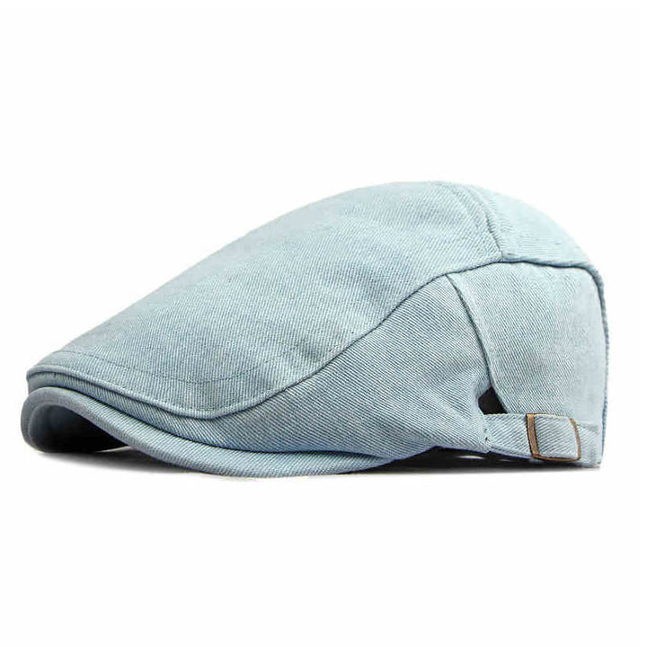 Classic Denim Adjustable Golf Flat Hat Beret Cap - Light Blue - Adjustable (about 21 5/8"-23 5/8") - image 9