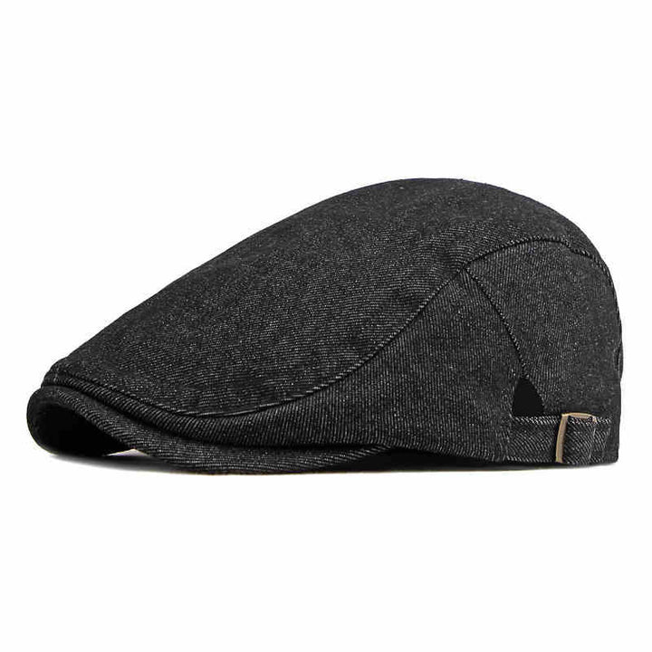 Classic Denim Adjustable Golf Flat Hat Beret Cap - Black - Adjustable (about 21 5/8"-23 5/8") - image 7