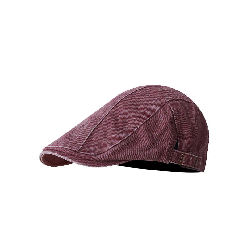 Fashion Denim Newsboy Flat Cap Beret Cap - Red - Adjustable (about 21 5/8"-23 1/4") - image 8