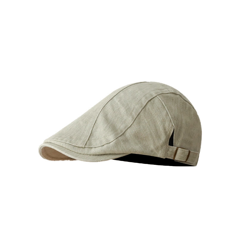 Fashion Denim Newsboy Flat Cap Beret Cap - Khaki - Adjustable (about 21 5/8"-23 1/4") - image 0