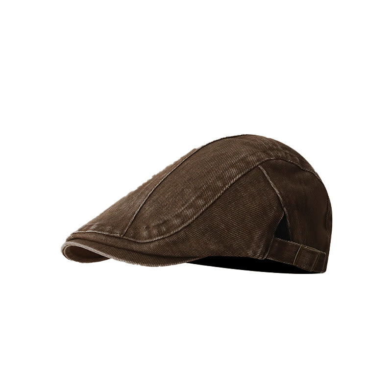 Fashion Denim Newsboy Flat Cap Beret Cap - Coffee - Adjustable (about 21 5/8"-23 1/4") - image 11