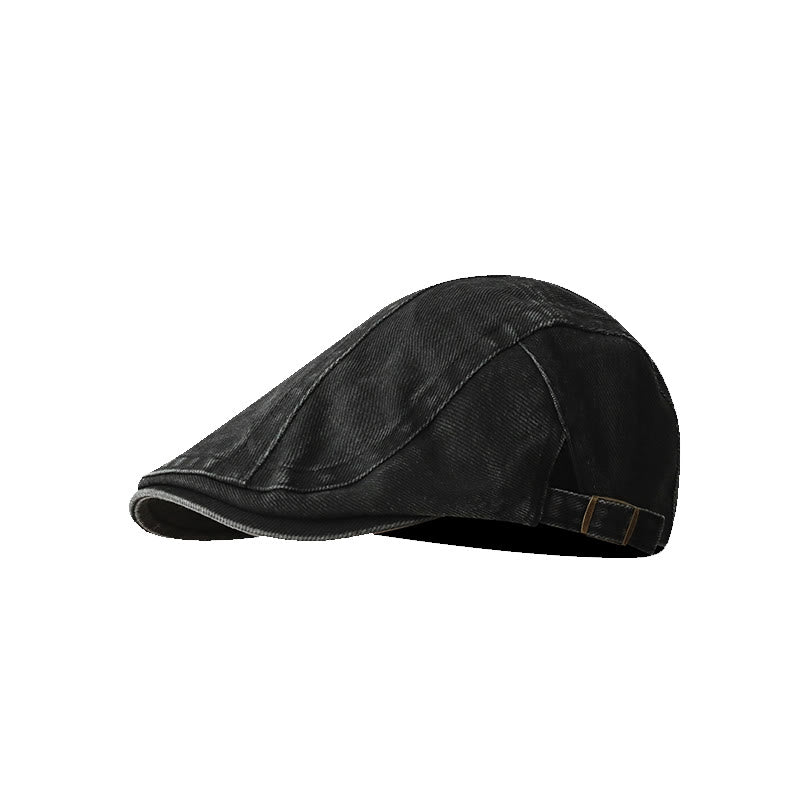 Fashion Denim Newsboy Flat Cap Beret Cap - Black - Adjustable (about 21 5/8"-23 1/4") - image 12