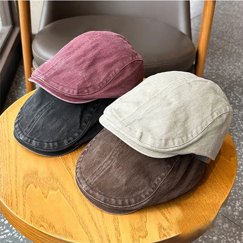 Fashion Washed Denim Newsboy Flat Cap Beret Cap - image 1