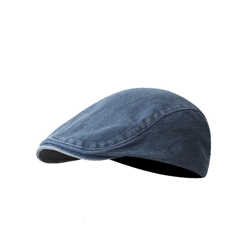 Fashion Washed Denim Newsboy Flat Cap Beret Cap - Blue - Adjustable (about 21 5/8"-23 1/4") - image 0