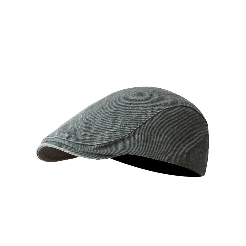 Fashion Washed Denim Newsboy Flat Cap Beret Cap - Gray - Adjustable (about 21 5/8"-23 1/4") - image 6