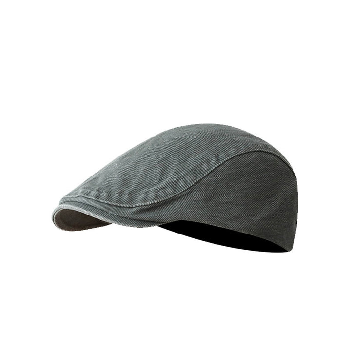 Fashion Washed Denim Newsboy Flat Cap Beret Cap - Gray - Adjustable (about 21 5/8"-23 1/4") - image 6