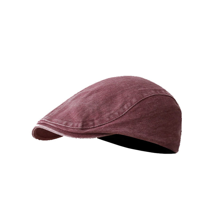 Fashion Washed Denim Newsboy Flat Cap Beret Cap - Red - Adjustable (about 21 5/8"-23 1/4") - image 8