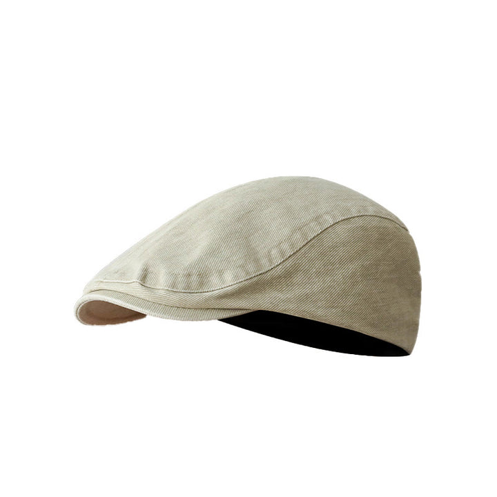 Fashion Washed Denim Newsboy Flat Cap Beret Cap - Khaki - Adjustable (about 21 5/8"-23 1/4") - image 5