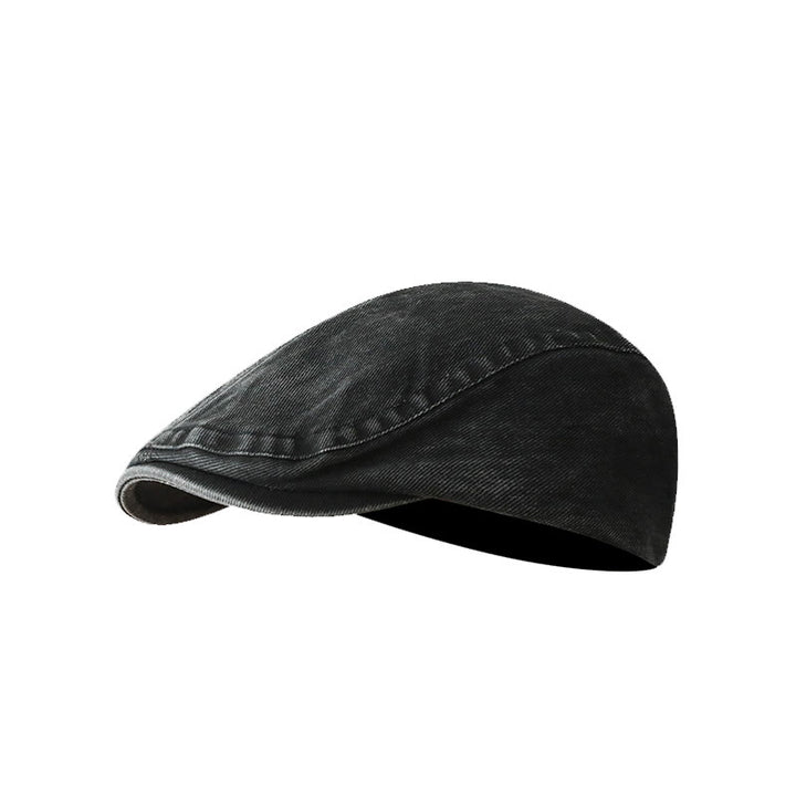 Fashion Washed Denim Newsboy Flat Cap Beret Cap - Black - Adjustable (about 21 5/8"-23 1/4") - image 9