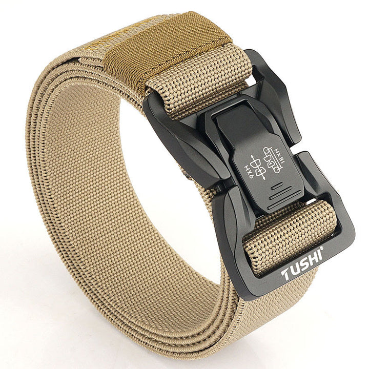 Men's Outdoor Tactical Belt Elastic Quick Release Waistband - Khaki - 44 - image 10
