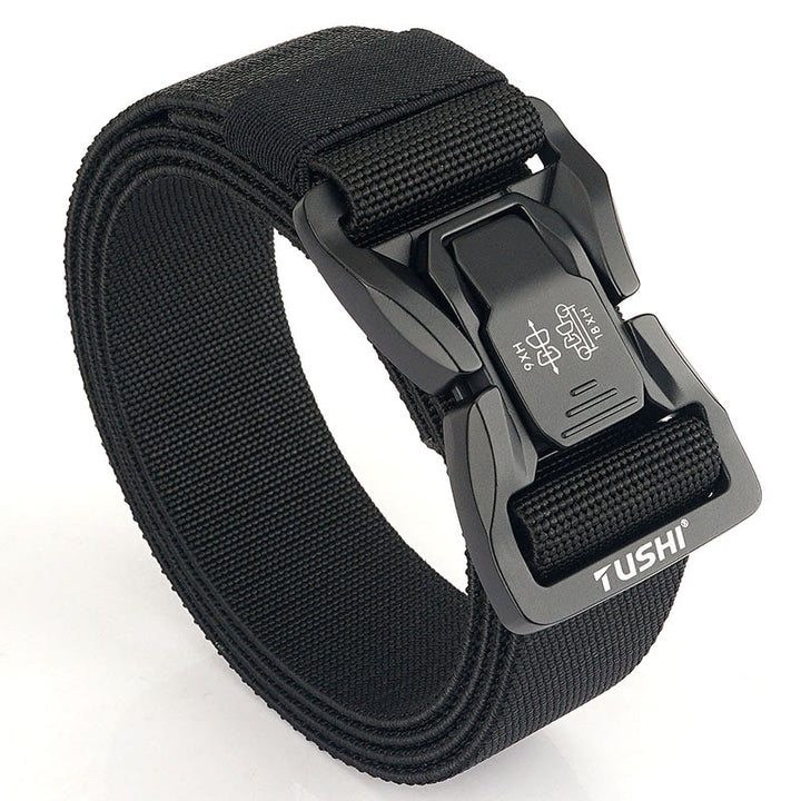Men's Outdoor Tactical Belt Elastic Quick Release Waistband - Black - 44 - image 9