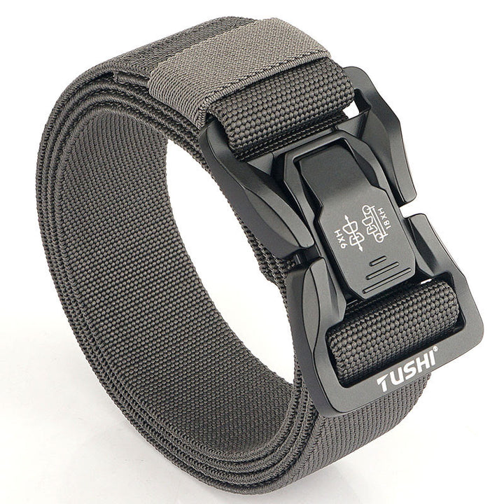 Men's Outdoor Tactical Belt Elastic Quick Release Waistband - Gray - 44 - image 12