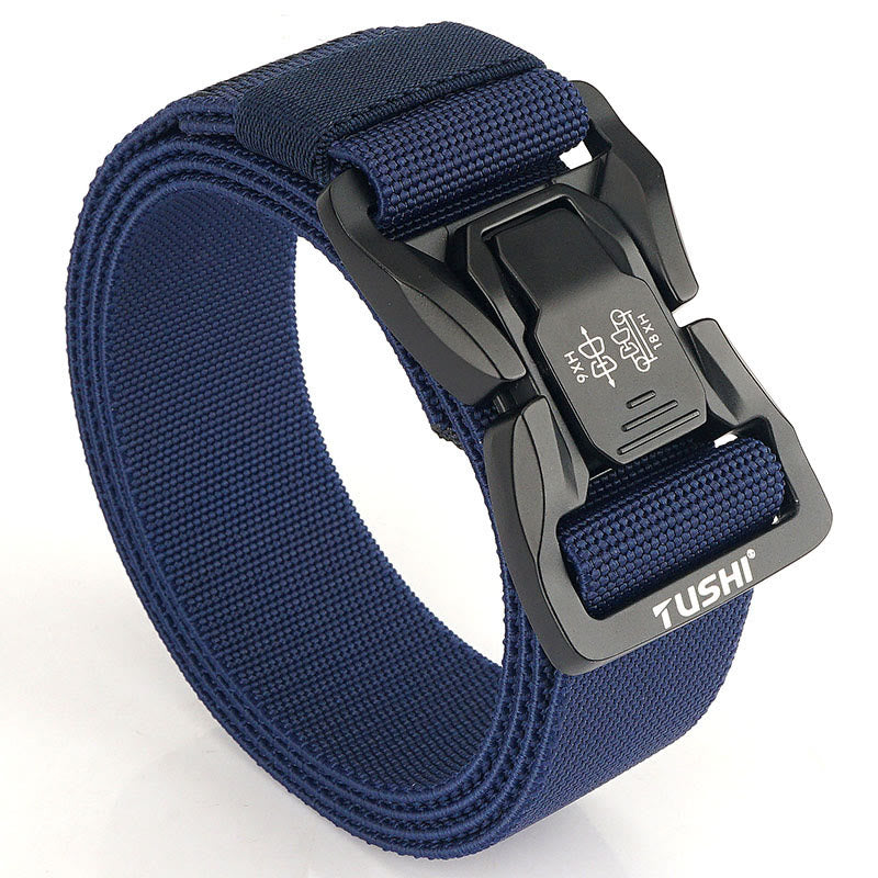 Men's Outdoor Tactical Belt Elastic Quick Release Waistband - DarkBlue - 44 - image 11