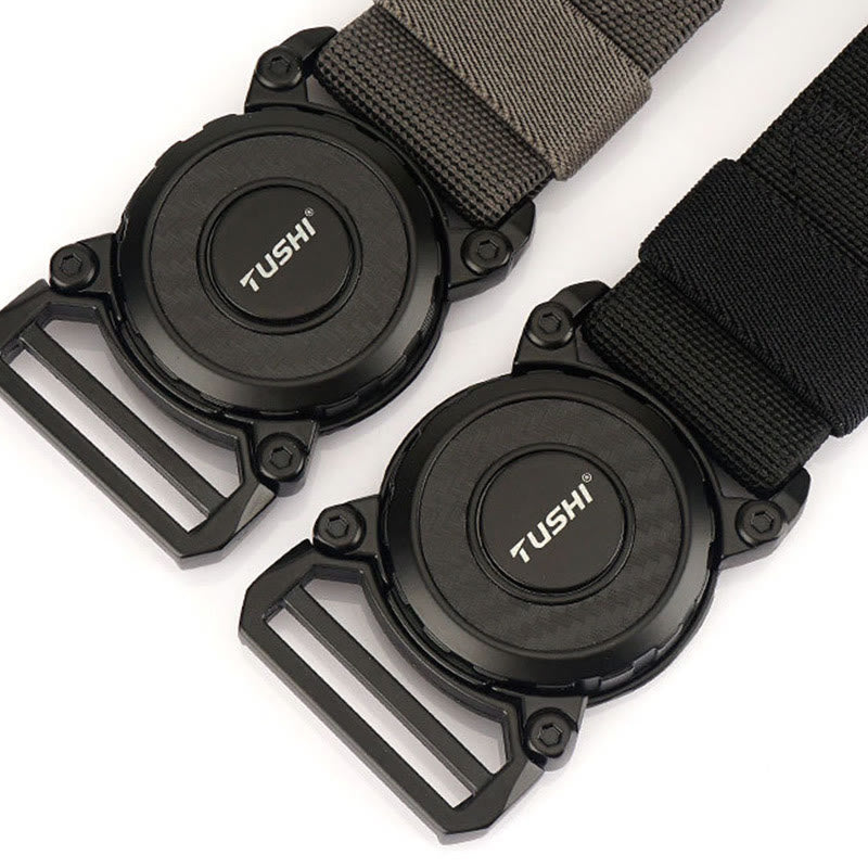 Men's Tactical Belt Round Buckle Quick Release Elastic Belt - image 3