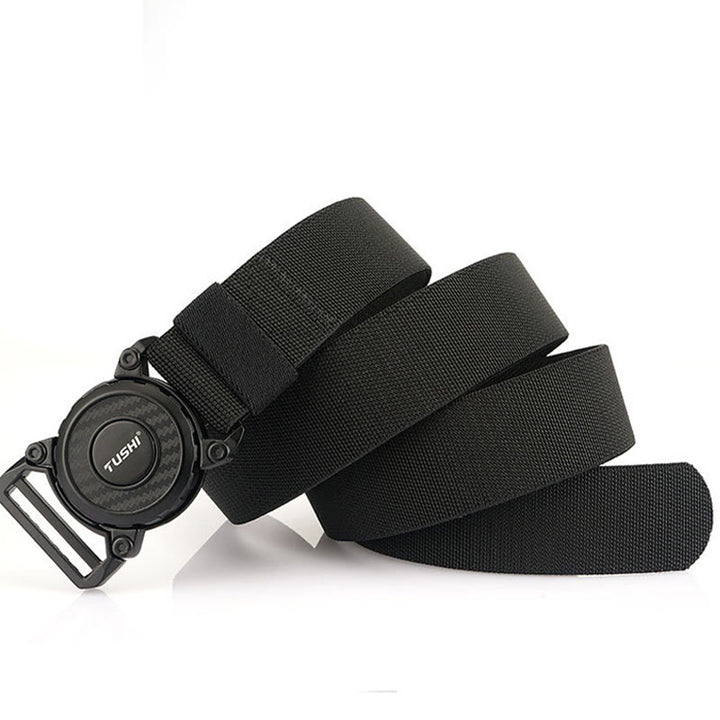Men's Tactical Belt Round Buckle Quick Release Elastic Belt - image 1