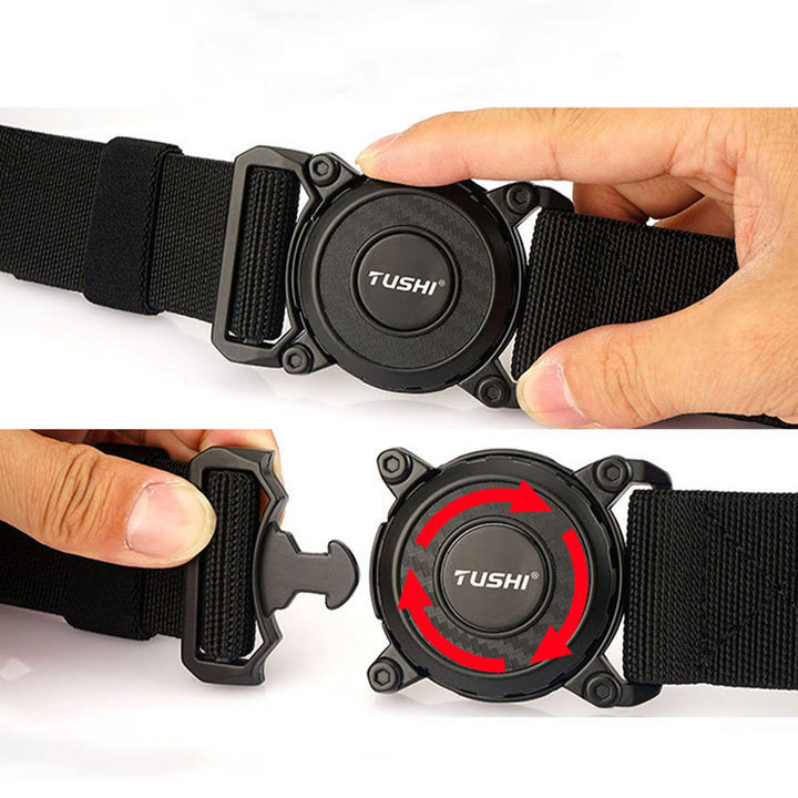 Men's Tactical Belt Round Buckle Quick Release Elastic Belt - image 5