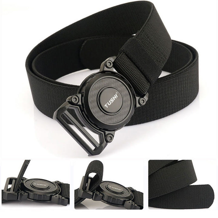 Men's Tactical Belt Round Buckle Quick Release Elastic Belt - image 6