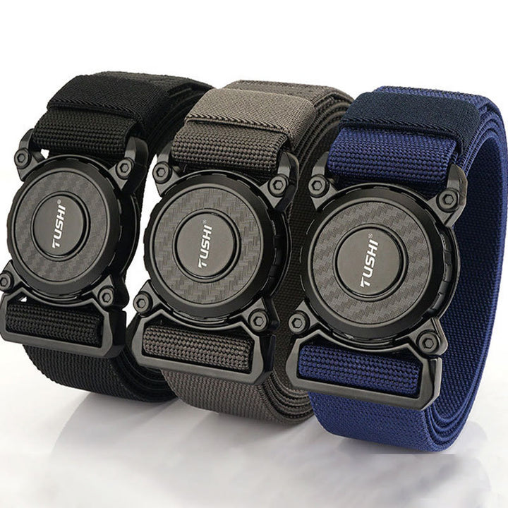 Men's Tactical Belt Round Buckle Quick Release Elastic Belt - image 7