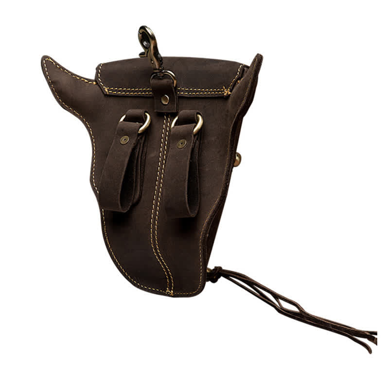 Genuine Crazy Horse Leather Cow Head Belt Bag - image 7