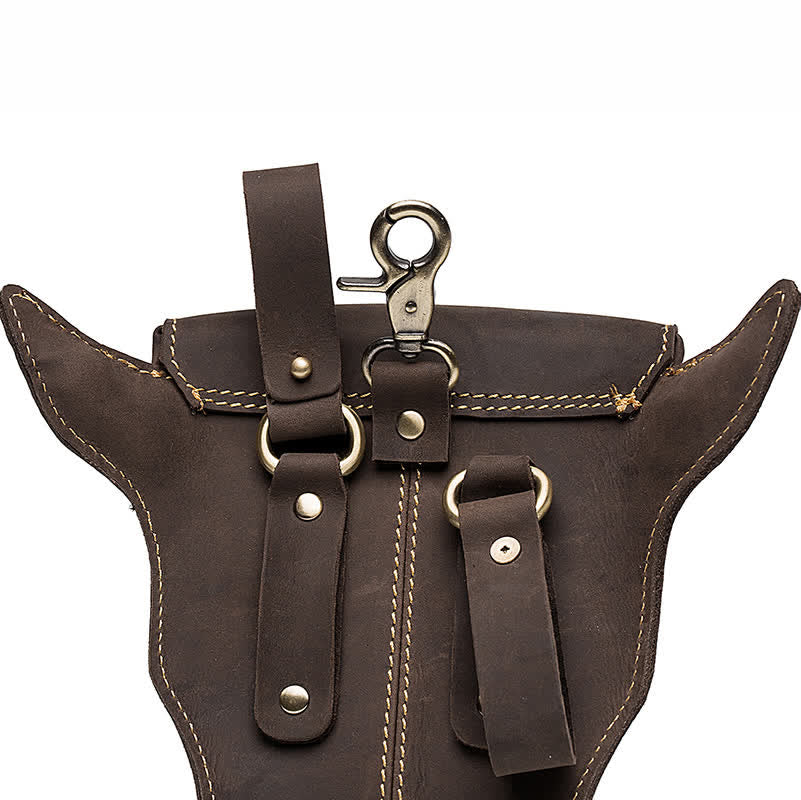 Genuine Crazy Horse Leather Cow Head Belt Bag