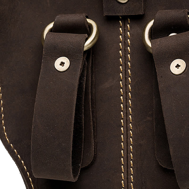 Genuine Crazy Horse Leather Cow Head Belt Bag - image 9