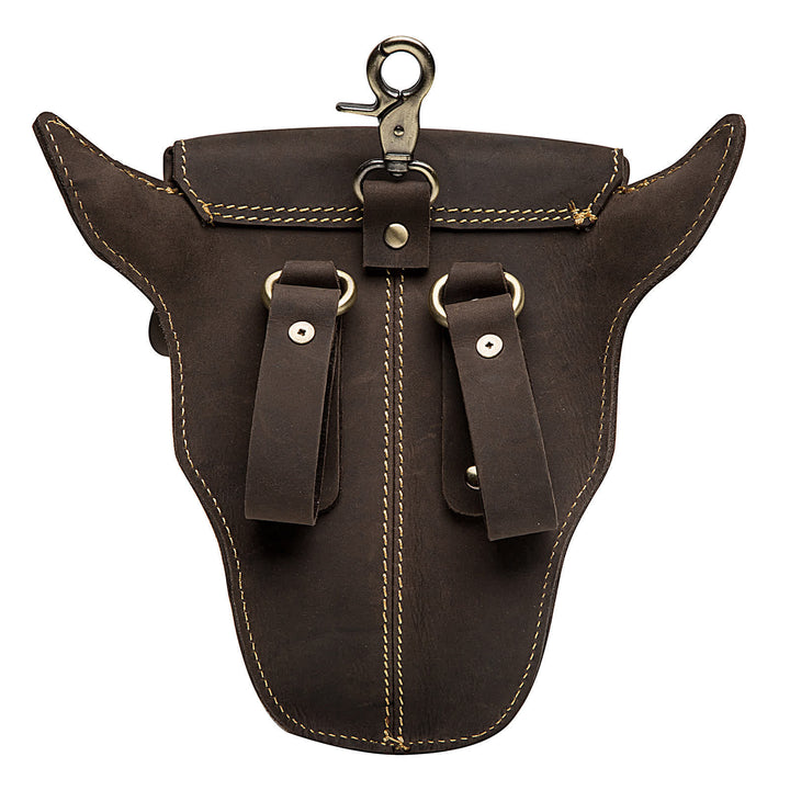 Genuine Crazy Horse Leather Cow Head Belt Bag - image 6