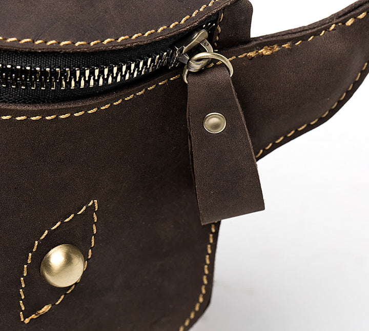 Genuine Crazy Horse Leather Cow Head Belt Bag - image 11