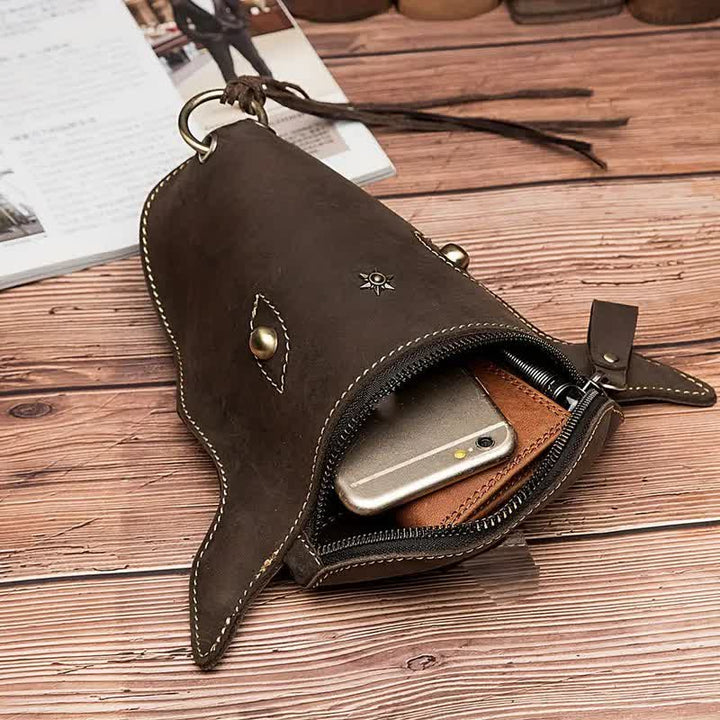 Genuine Crazy Horse Leather Cow Head Belt Bag