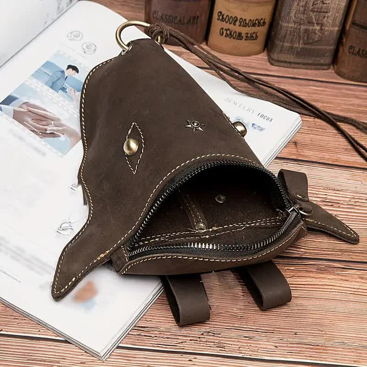 Genuine Crazy Horse Leather Cow Head Belt Bag - image 2