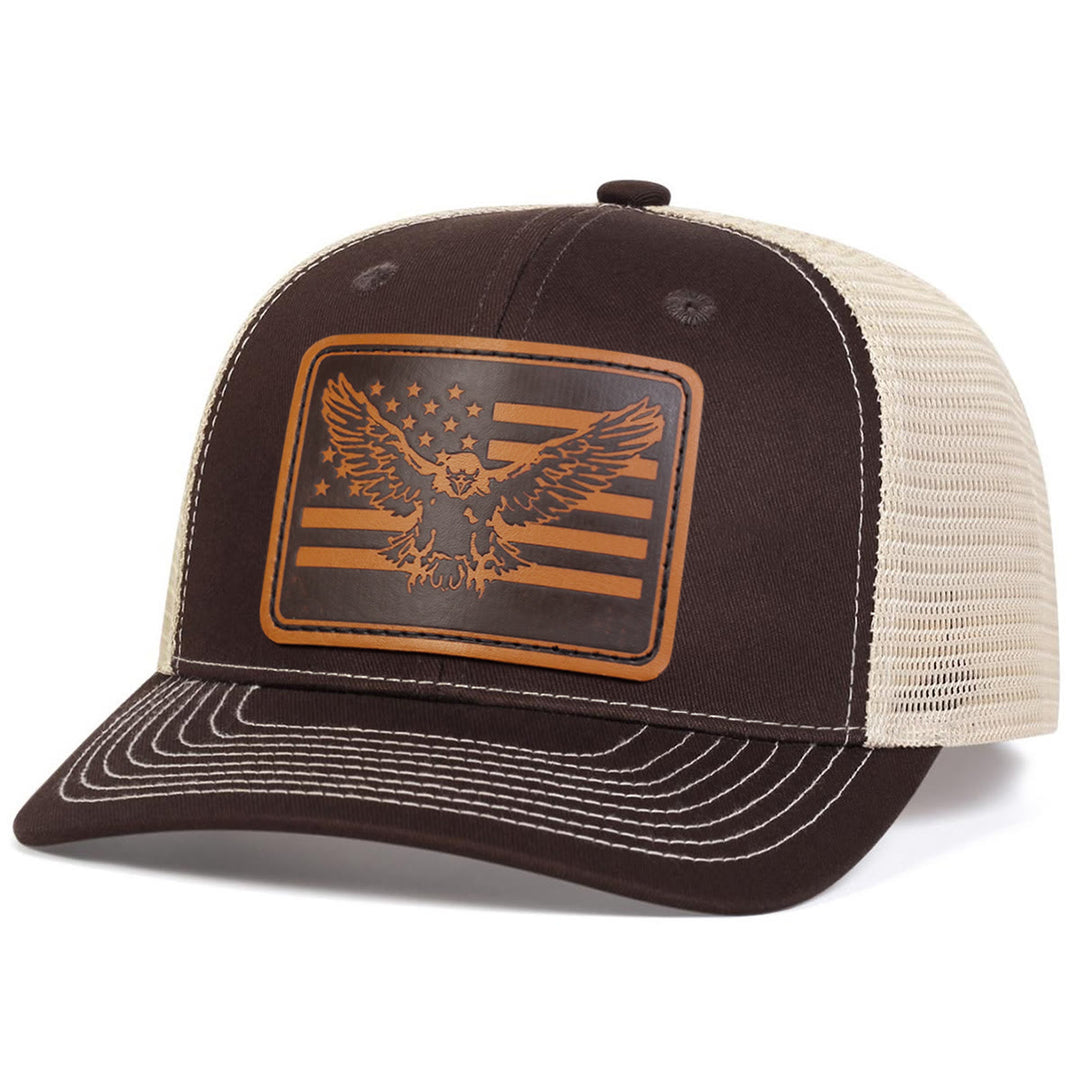 Flying Eagle Flag Adjustable Trucker Hat - Brown - Adjustable (About 22"-23 5/8") - image 5