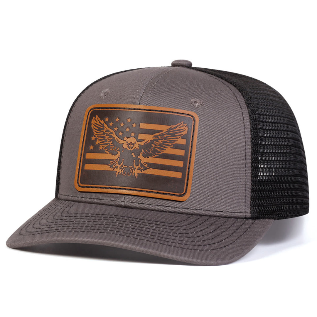 Flying Eagle Flag Adjustable Trucker Hat - Gray - Adjustable (About 22"-23 5/8") - image 2