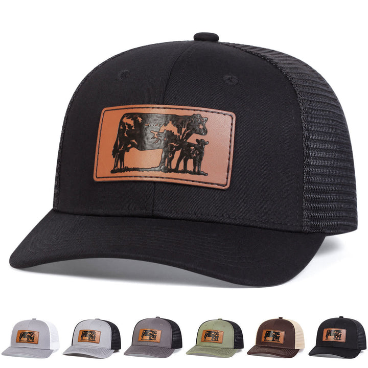 Bull Leads The Calf Adjustable Farmer Trucker Hat - Black - Adjustable (About 22"-23 5/8") - image 0