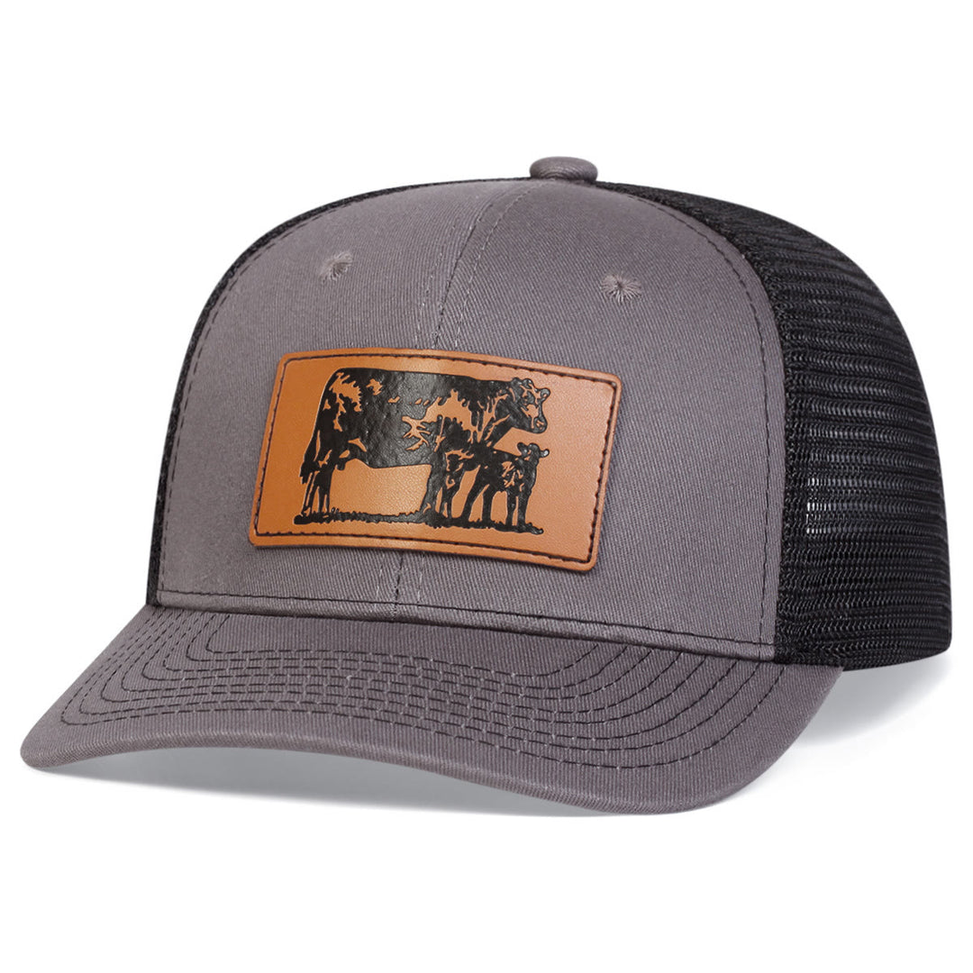 Bull Leads The Calf Adjustable Farmer Trucker Hat - Gray - Adjustable (About 22"-23 5/8") - image 6