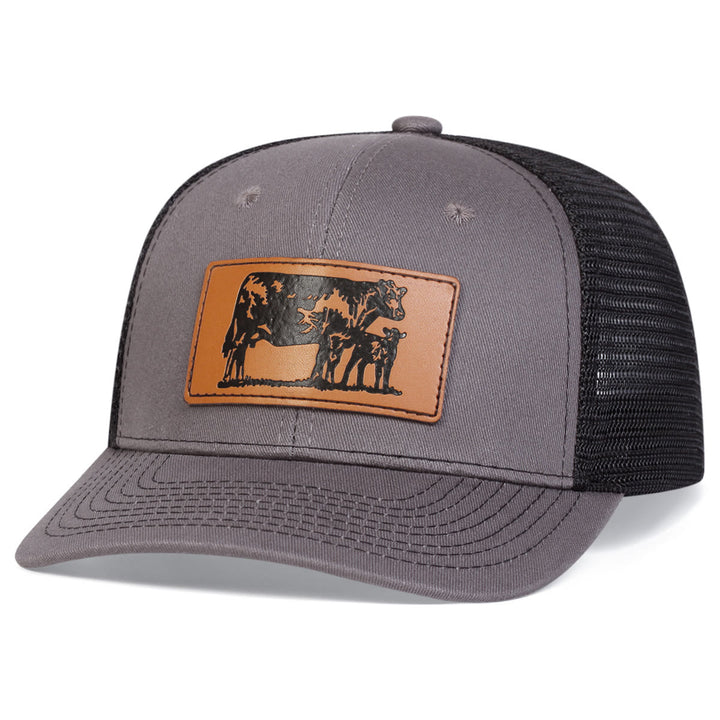 Bull Leads The Calf Adjustable Farmer Trucker Hat - Gray - Adjustable (About 22"-23 5/8") - image 6
