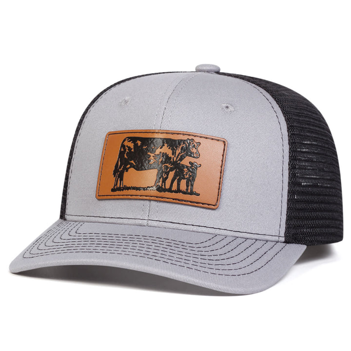 Bull Leads The Calf Adjustable Farmer Trucker Hat - Light Gray - Adjustable (About 22"-23 5/8") - image 7