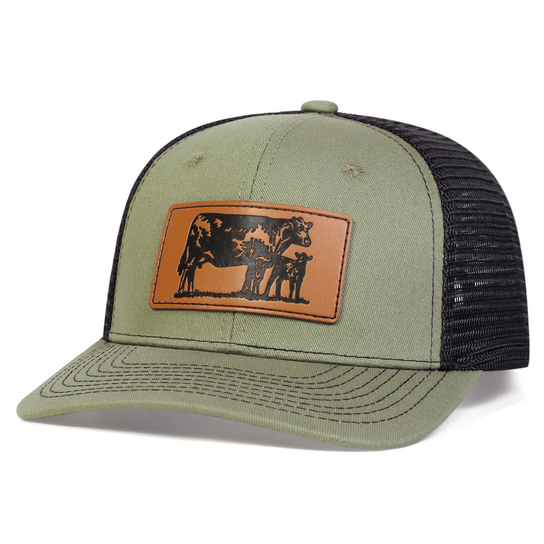 Bull Leads The Calf Adjustable Farmer Trucker Hat - Green - Adjustable (About 22"-23 5/8") - image 5