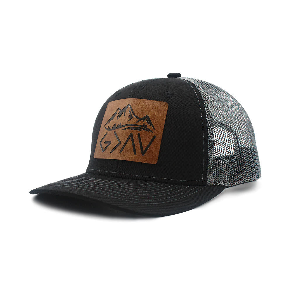 God Is Greater Than The Highs And Lows Adjustable Trucker Hat - Black+Dark Gray - Adjustable (About 21 5/8"-23 5/8") - image 12